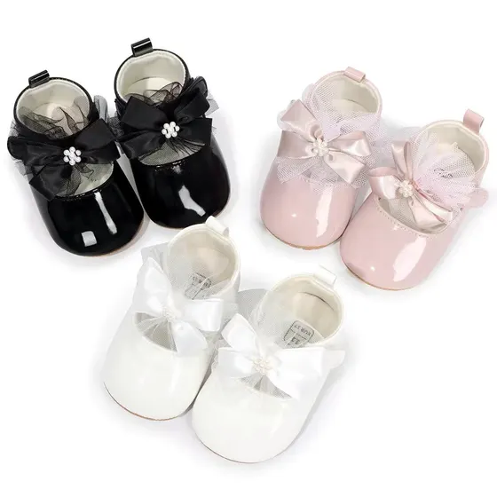 Lace Bow Patent Party Shoes