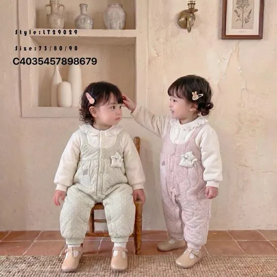 Girls Quilted Overall Set